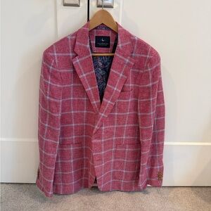 Tailorbyrd Red and White Checkered Blazer
